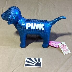 PINK Victoria's Secret Metallic Blue "PINK" Dog Plush
